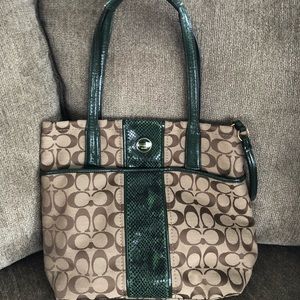 Coach signature bag with python stripe